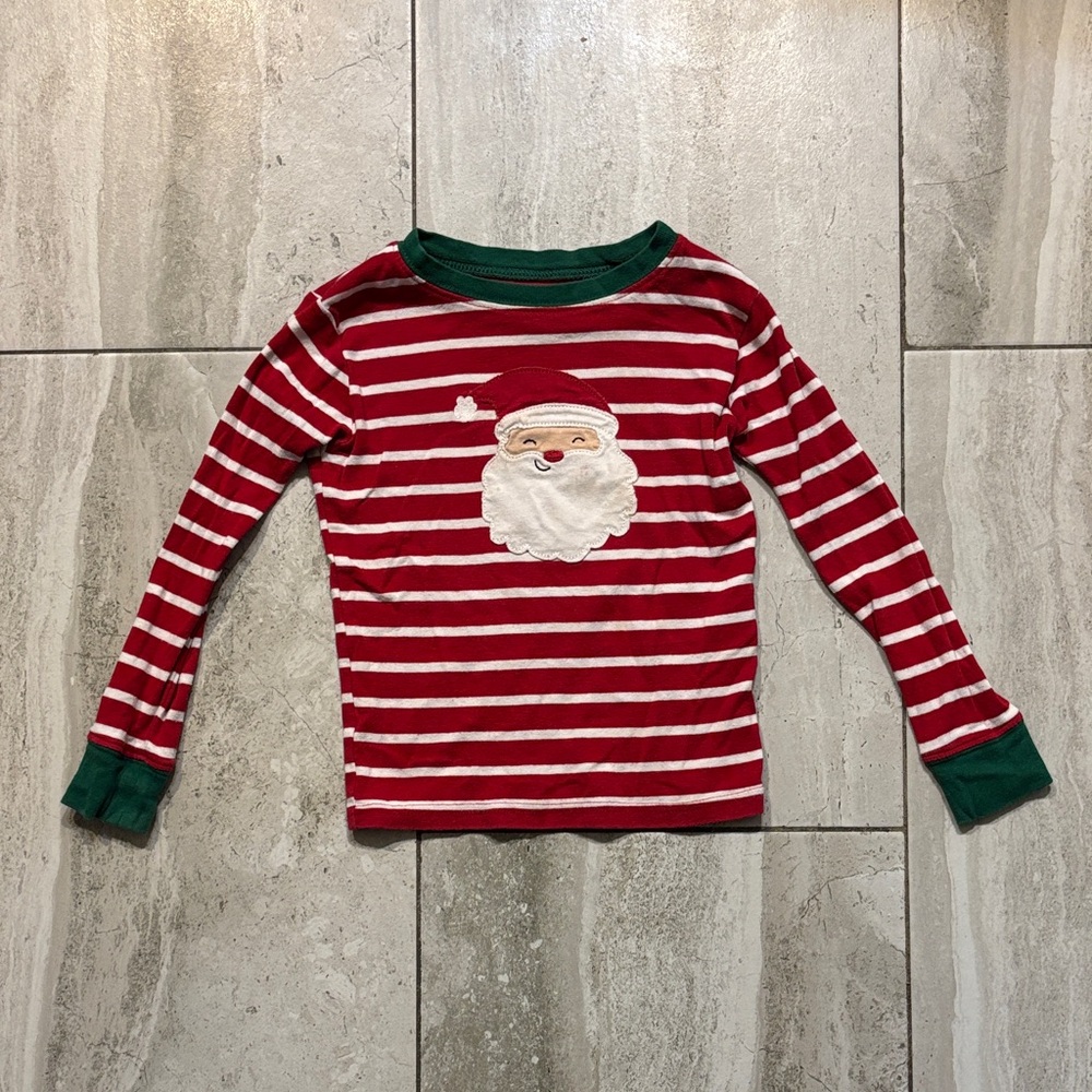 Carter's Red & White Striped Santa Long-Sleeve Top with Green Trim